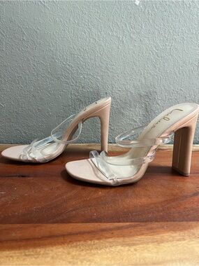 Lulus Block Heel Sandals with Clear Straps! Cute